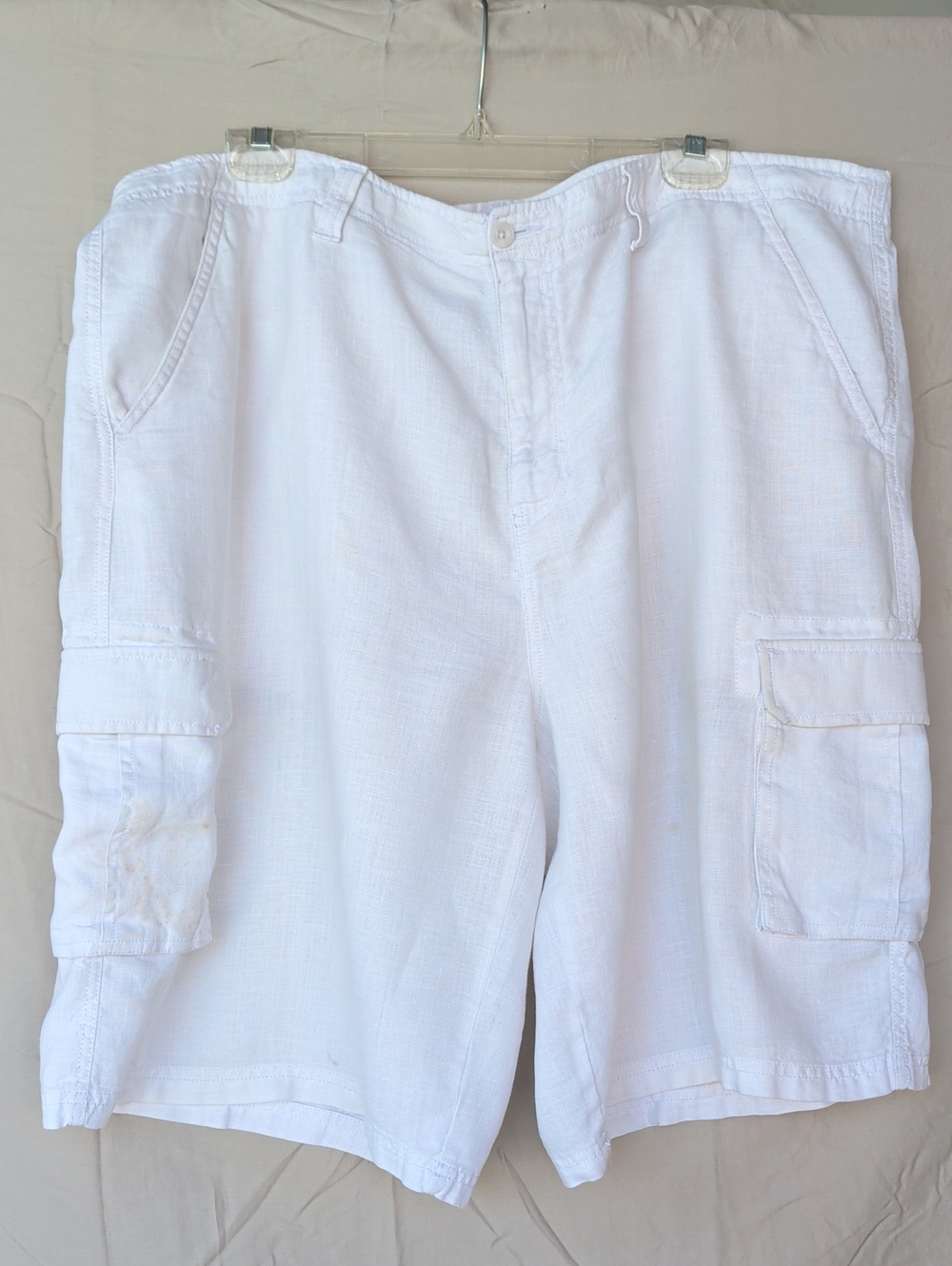 Men's Apt 9 White Cargo Shorts – Lightweight Linen Utility Style Beach Resort